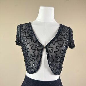 Super Cute Whimsigoth Beaded Sequin Bolero Top